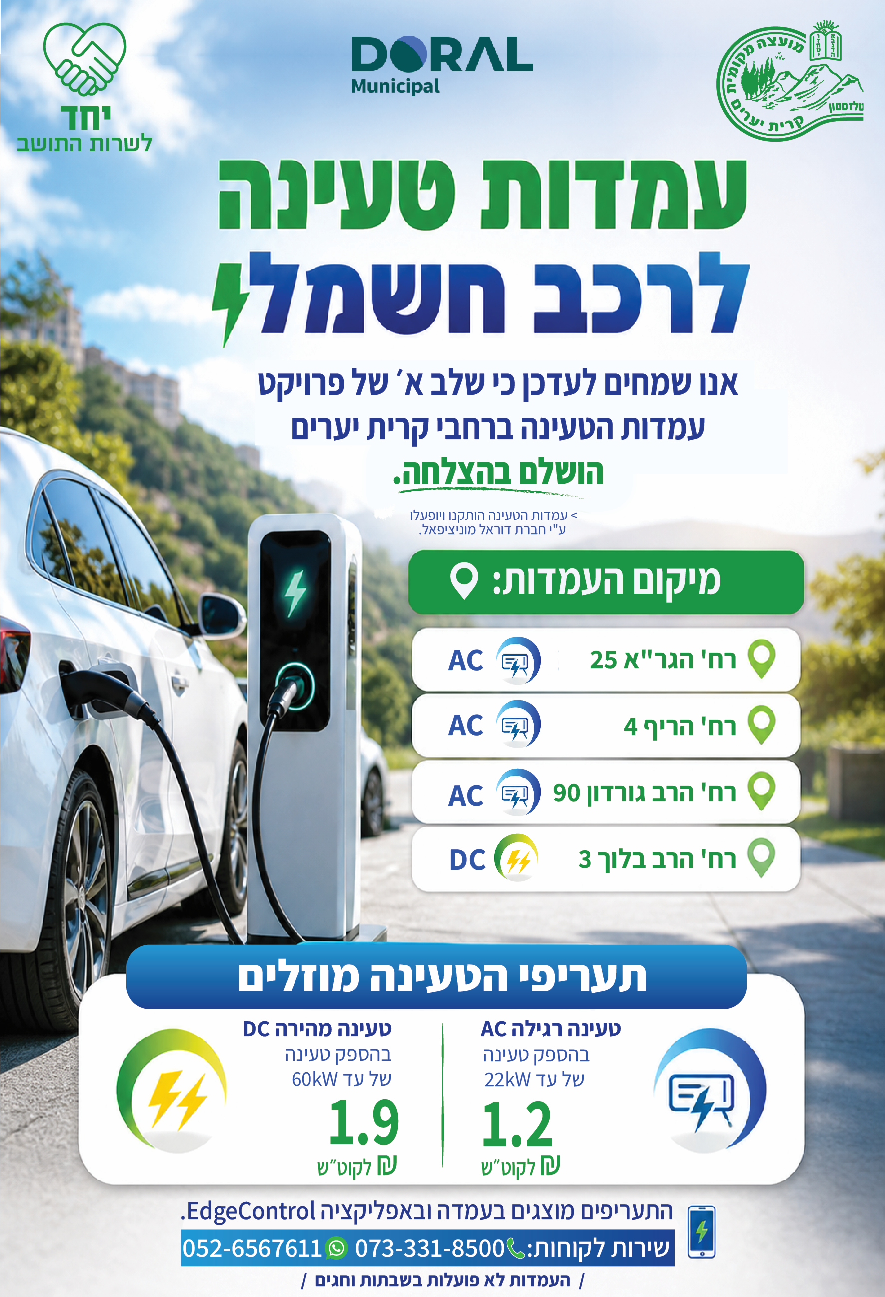 פרסום עמדות טעינה לרכב חשמל